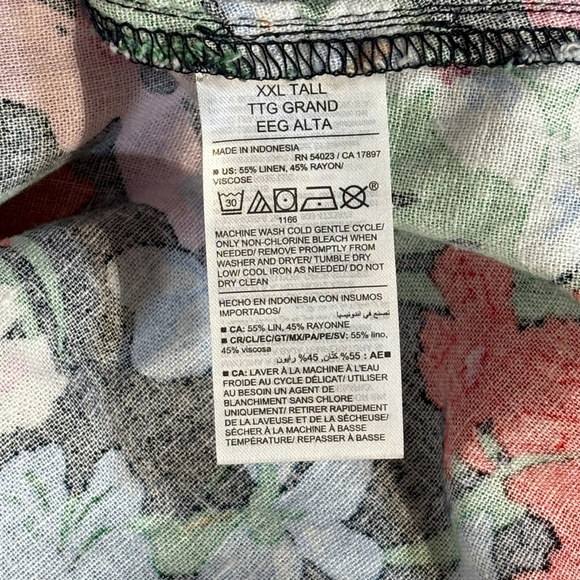 Old Navy Dress Women’s XXL Tall Blue Green Floral Spaghetti Strap Linen Blend - Picture 14 of 16